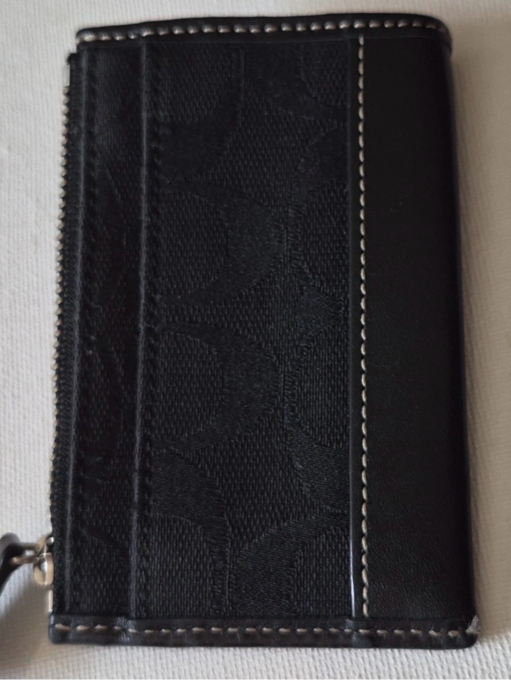 Coach Y2K Black Jacquard Signature Canvas Mini Skinny Keychain ID Wallet - Picture 5 of 7